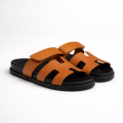 Marcos | Sandalias de Cuero con Velcro Hombre Suela Antideslizante