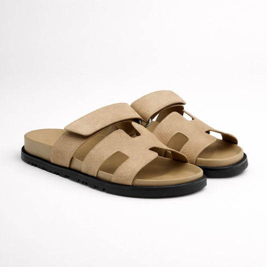 Marcos | Sandalias de Cuero con Velcro Hombre Suela Antideslizante