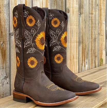 Marisol | Botas Camperas Mujer Caña Alta Bordado Floral