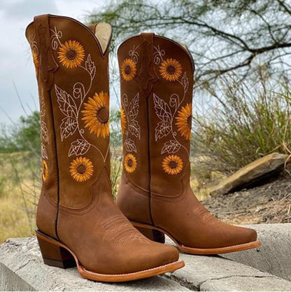 Marisol | Botas Camperas Mujer Caña Alta Bordado Floral