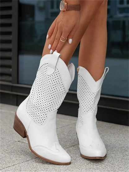 Marisol | Botas Camperas Mujer Caña Media Caladas Cremallera