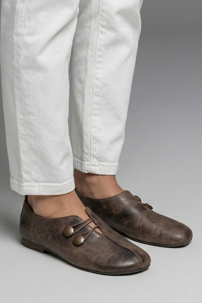 Miriam | Mocasines Planos Slip-On Mujer Botones Elásticos