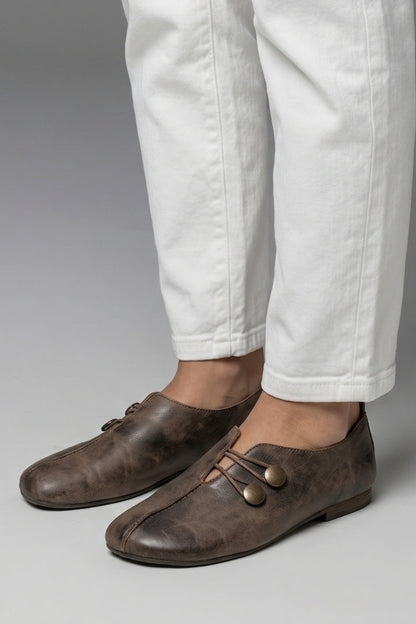 Miriam | Mocasines Planos Slip-On Mujer Botones Elásticos