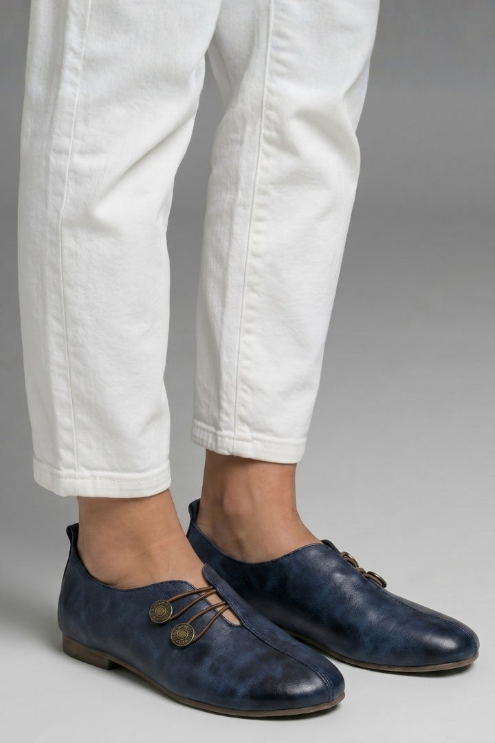 Miriam | Mocasines Planos Slip-On Mujer Botones Elásticos