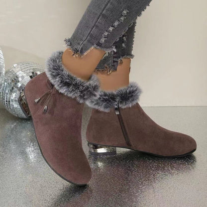 Montserrat | Botines de Ante con Pelo Mujer Tacón Bajo Invierno