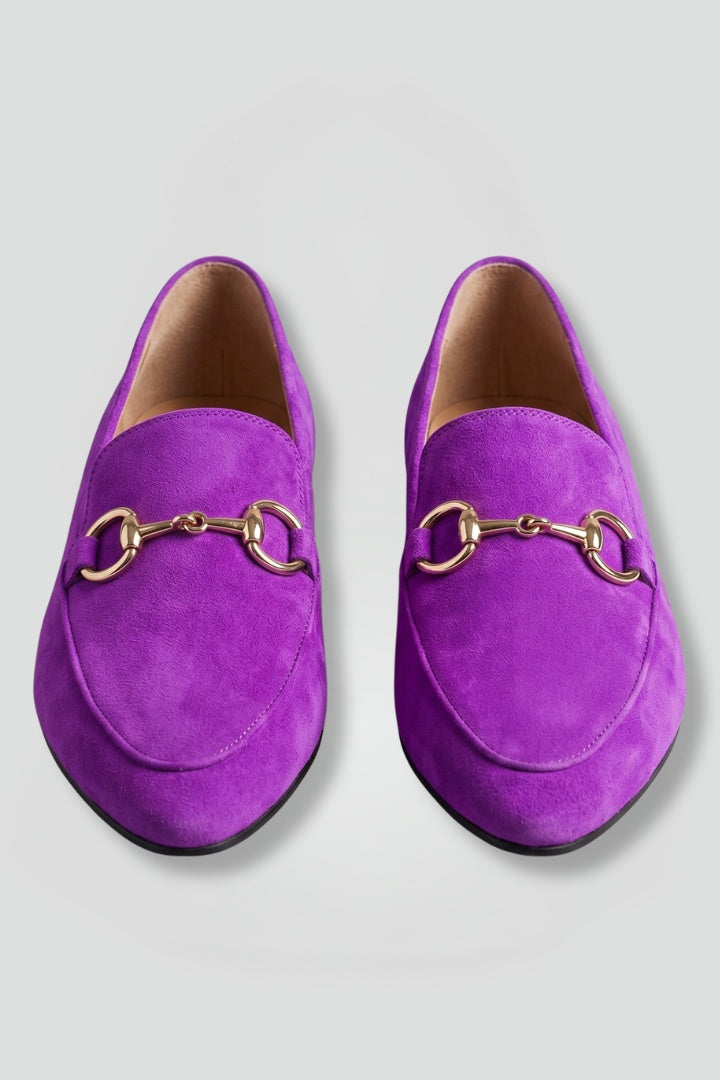 Nahia | Mocasines de Ante Mujer Planos Hebilla Metal