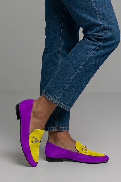 Nahia | Mocasines de Ante Mujer Planos Hebilla Metal