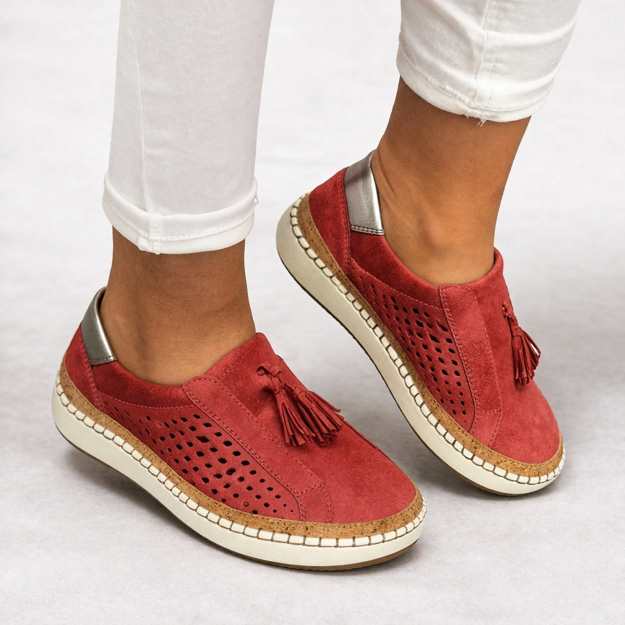 Nerea | Mocasines Sin Cordones con Borlas Mujer Suela Plataforma
