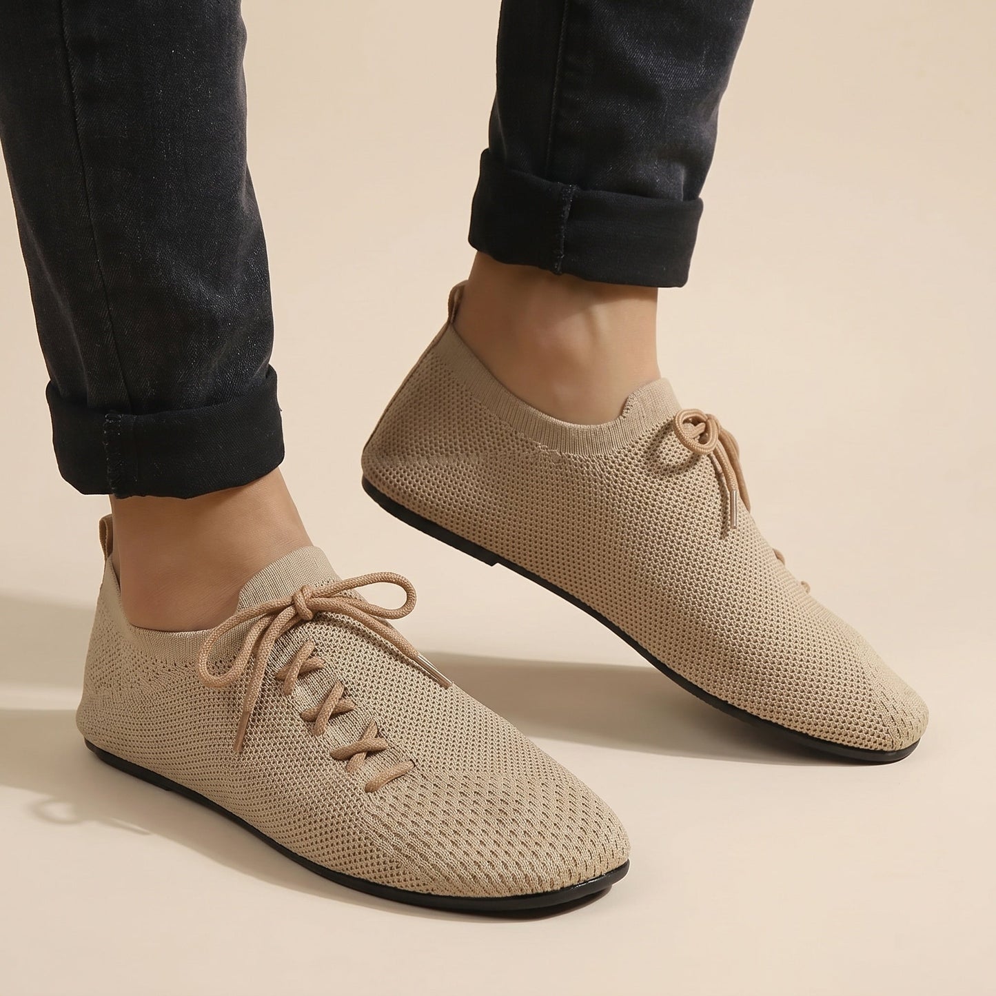 Nuria | Zapatillas Casual Mujer Punto Transpirable Cordones