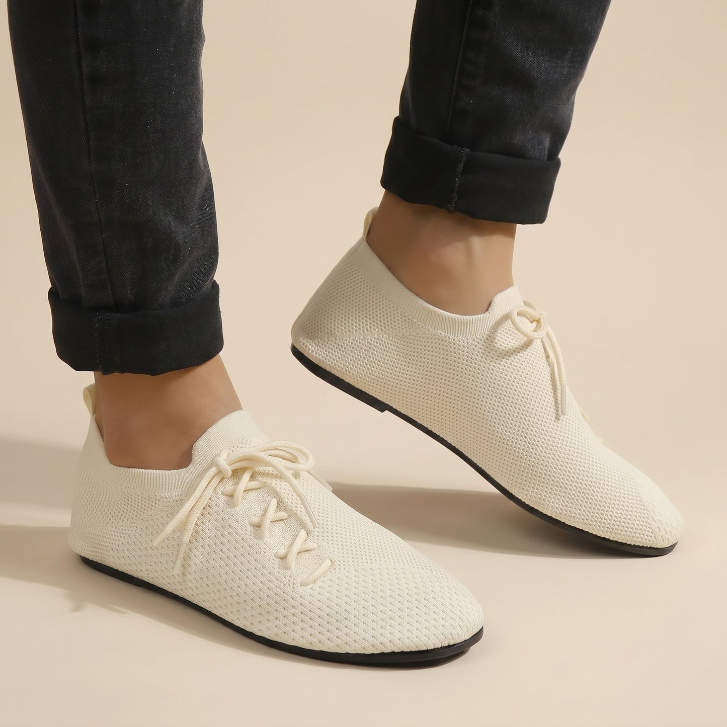 Nuria | Zapatillas Casual Mujer Punto Transpirable Cordones