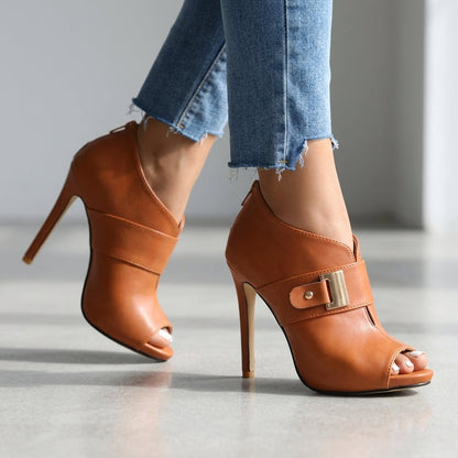 Paloma | Stilettos Tacón de Aguja Peep Toe Mujer Hebilla