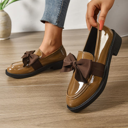 Raquel | Mocasín de Charol con Lazo Mujer Suela Plataforma