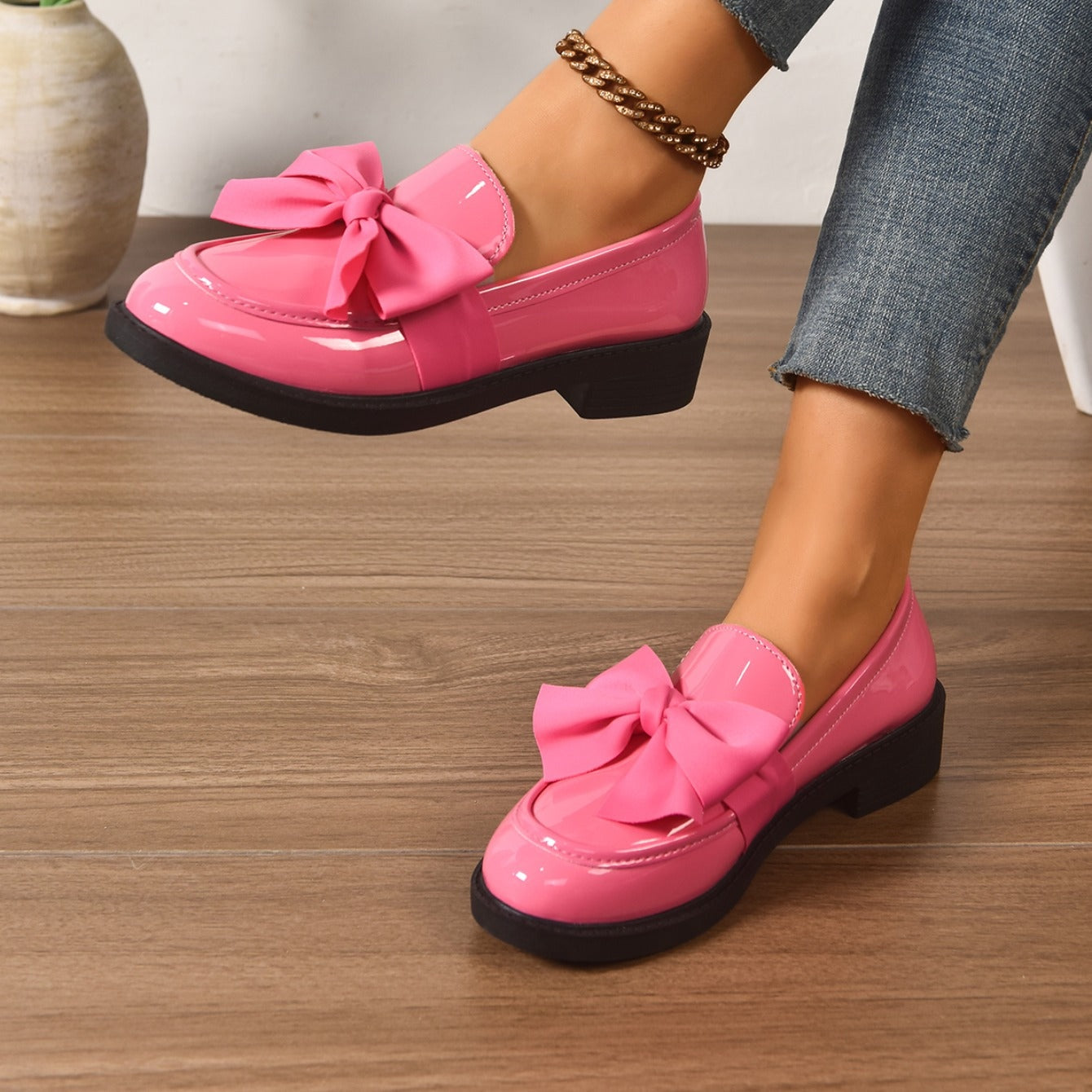 Raquel | Mocasín de Charol con Lazo Mujer Suela Plataforma