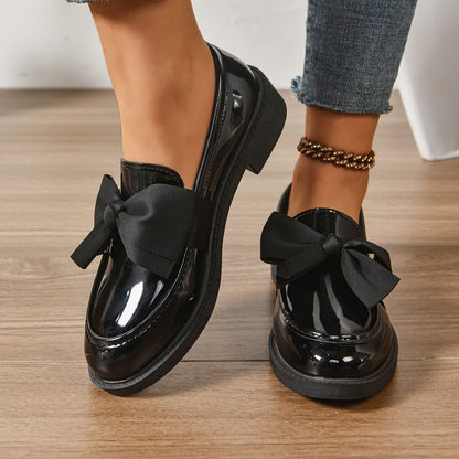 Raquel | Mocasín de Charol con Lazo Mujer Suela Plataforma