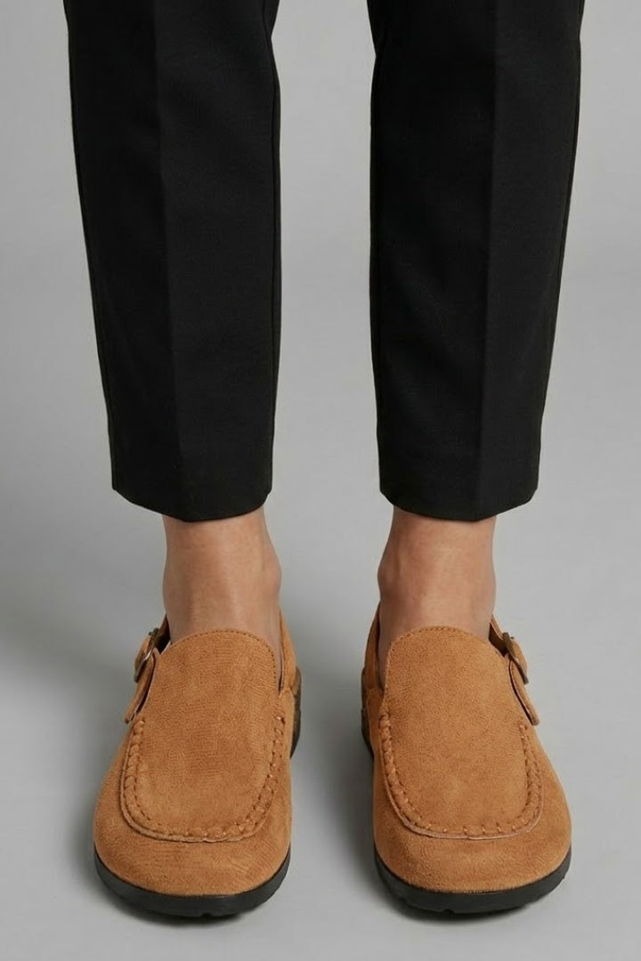 Raquel | Mules Slingback de Ante Mujer Sin Cordones Suela Corcho