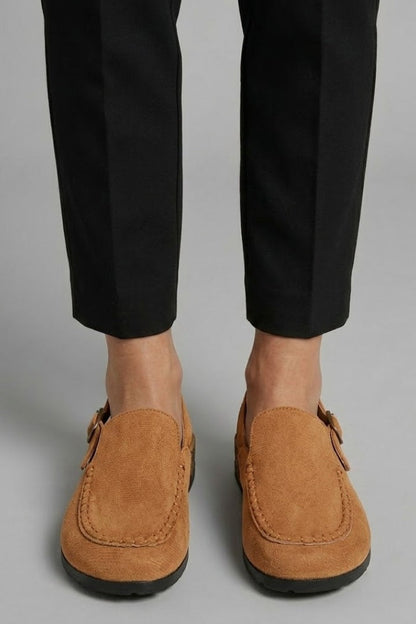 Raquel | Mules Slingback de Ante Mujer Sin Cordones Suela Corcho
