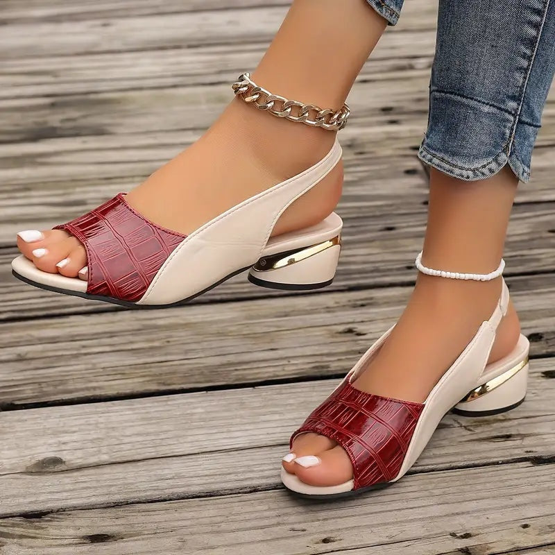 Raquel | Sandalias de Tacón Bajo Slingback Mujer Punta Abierta