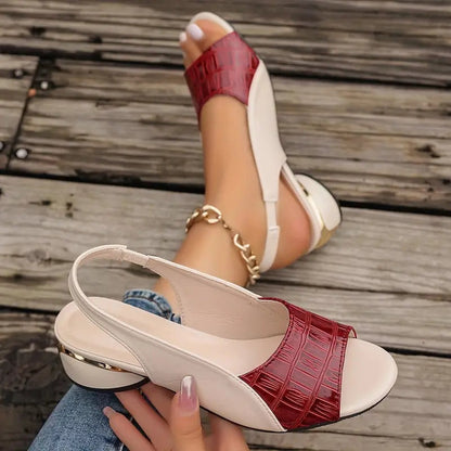 Raquel | Sandalias de Tacón Bajo Slingback Mujer Punta Abierta