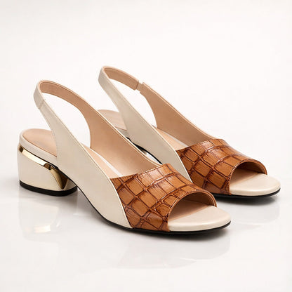 Sofía | Sandalias de Tacón Slingback Mujer Estampado Cocodrilo