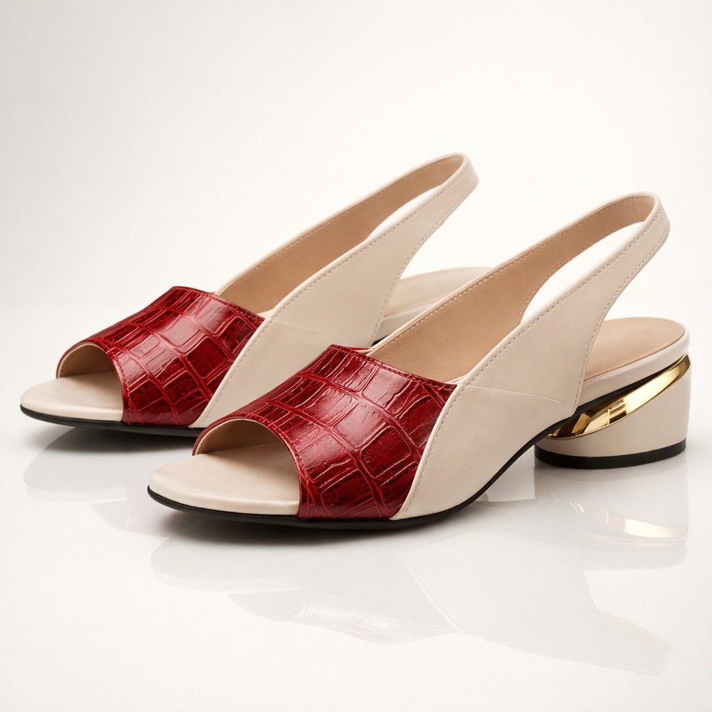 Sofía | Sandalias de Tacón Slingback Mujer Estampado Cocodrilo