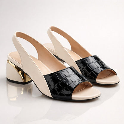 Sofía | Sandalias de Tacón Slingback Mujer Estampado Cocodrilo