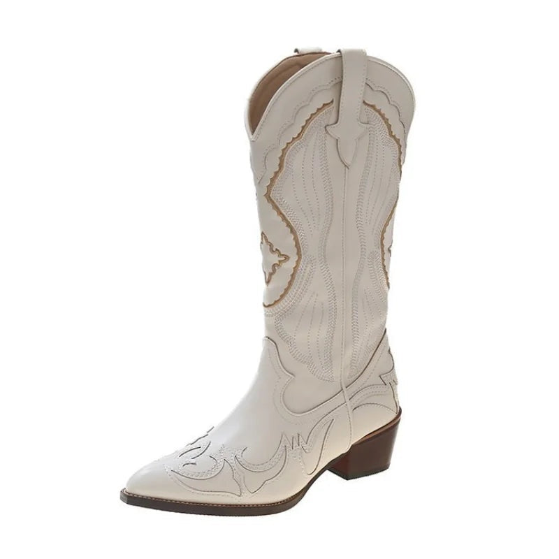 Triana | Cowboy Boots Bordadas Mujer Caña Alta Tacón Cuadrado