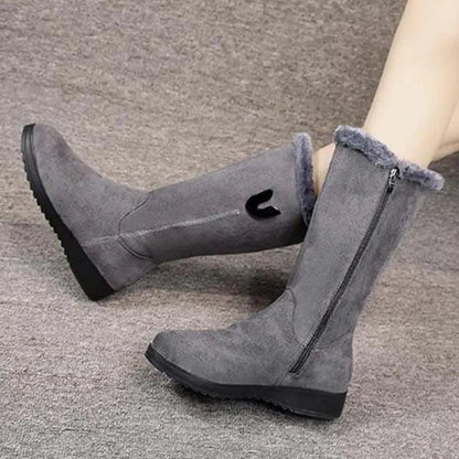 Valeria | Botas Planas de Ante Mujer Forro Interior Caña Media