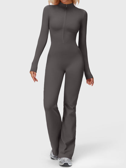 Yeoreo Belle Long Sleeve Zipper Flared Jumpsuit