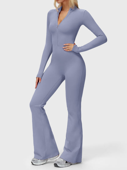 Yeoreo Belle Long Sleeve Zipper Flared Jumpsuit