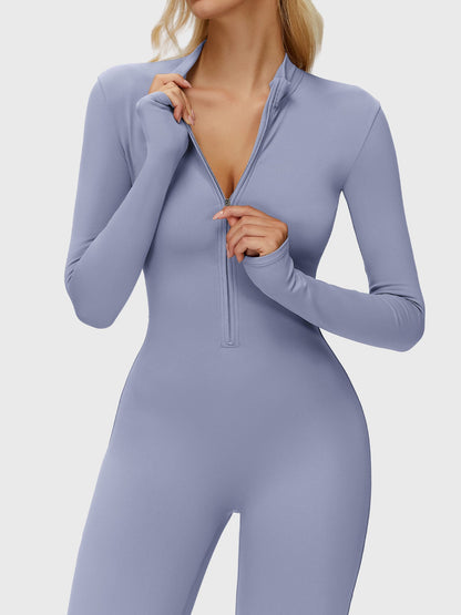 Yeoreo Belle Long Sleeve Zipper Flared Jumpsuit