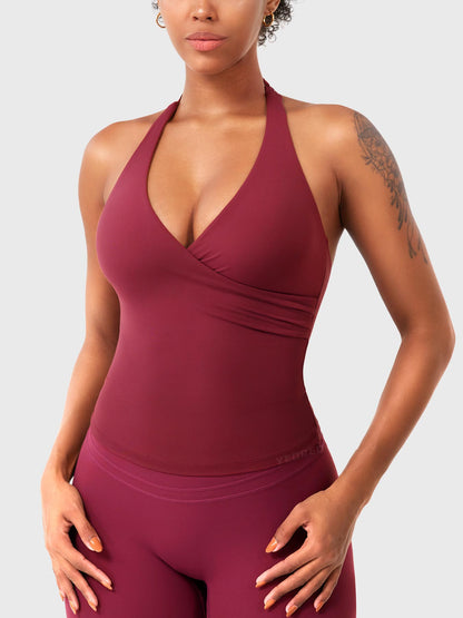 Top Deportivo Cruzado Halter Morado