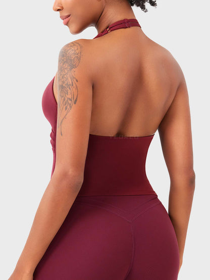 Top Deportivo Cruzado Halter Morado