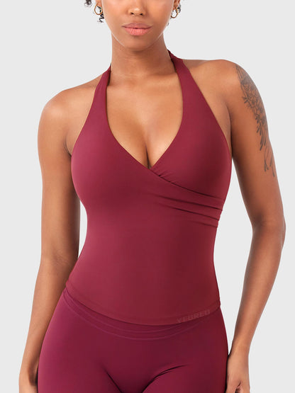Top Deportivo Cruzado Halter Morado