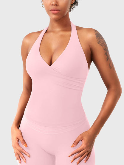 Top Deportivo Cruzado Halter Morado