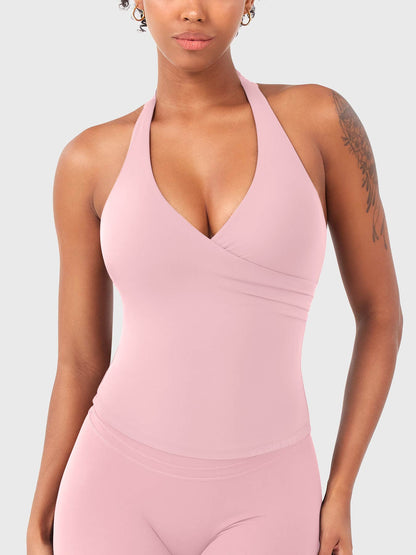 Top Deportivo Cruzado Halter Morado