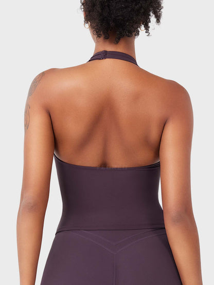 Top Deportivo Cruzado Halter Morado