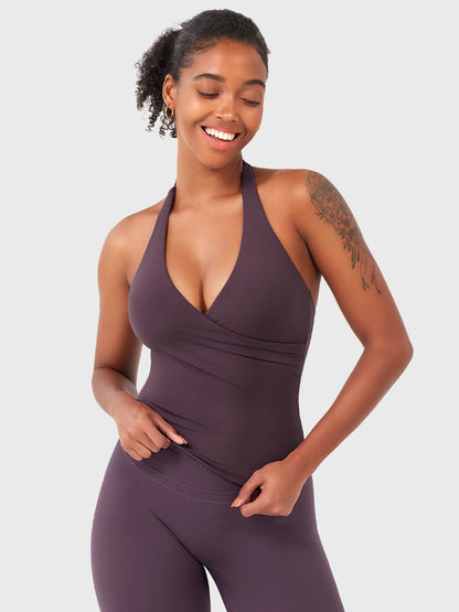 Top Deportivo Cruzado Halter Morado