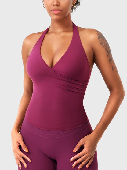 Top Deportivo Cruzado Halter Morado