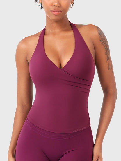 Top Deportivo Cruzado Halter Morado