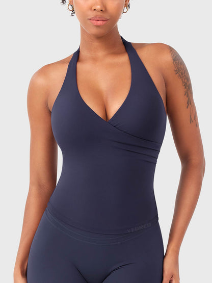 Top Deportivo Cruzado Halter Morado
