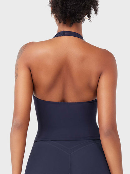 Top Deportivo Cruzado Halter Morado