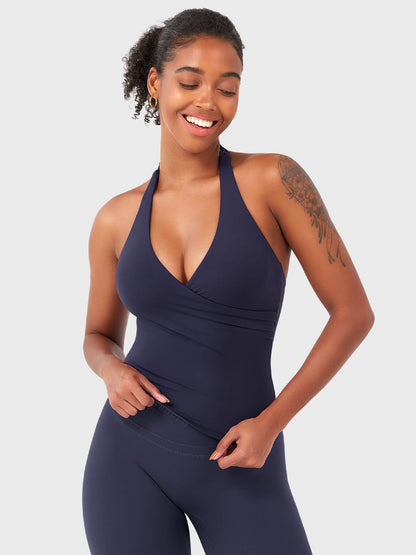 Top Deportivo Cruzado Halter Morado