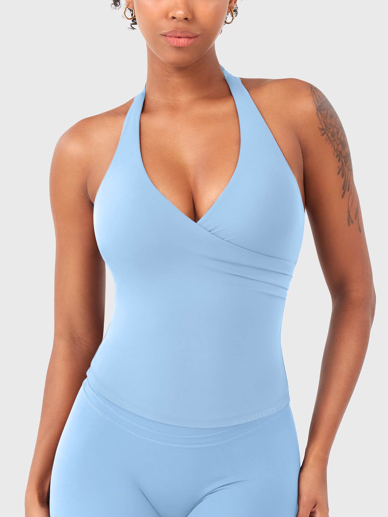 Top Deportivo Cruzado Halter Morado