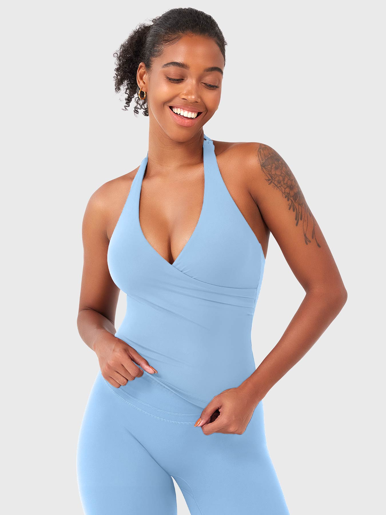 Top Deportivo Cruzado Halter Morado