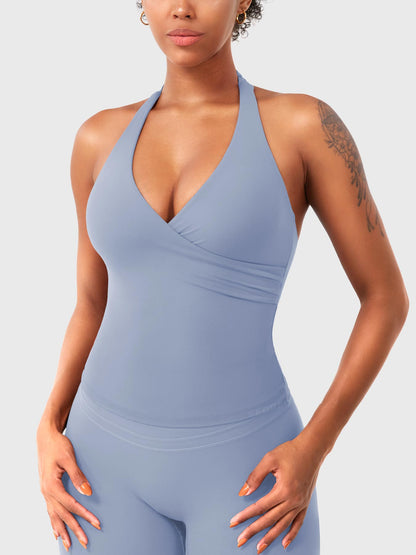 Top Deportivo Cruzado Halter Morado
