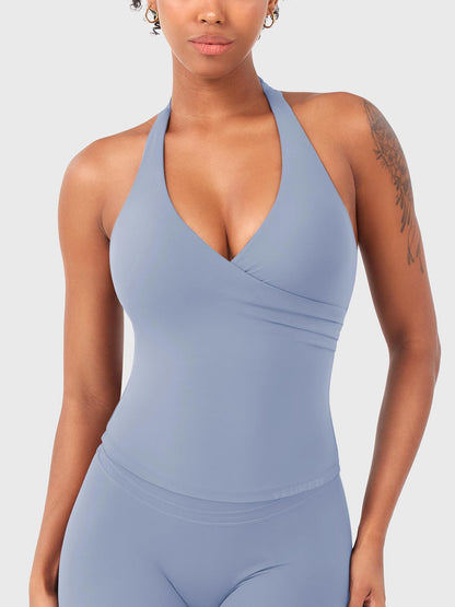 Top Deportivo Cruzado Halter Morado