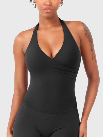 Top Deportivo Cruzado Halter Morado