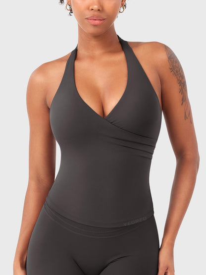 Top Deportivo Cruzado Halter Morado